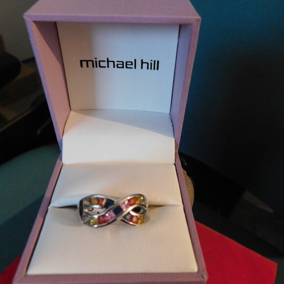 Ladies 14K White Gold Ring with Gemstones - Picture 4 of 5